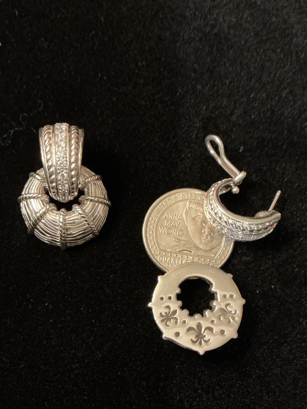 Judith Ripka Sterling Silver Doorknocker Earrings With Cubic Zirconia accents